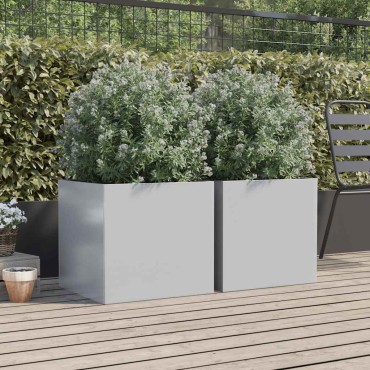 vidaXL Ζαρντινιέρες 2 τεμ. Ασημί 49x47x46 εκ. Γαλβανισμένο Χάλυβα