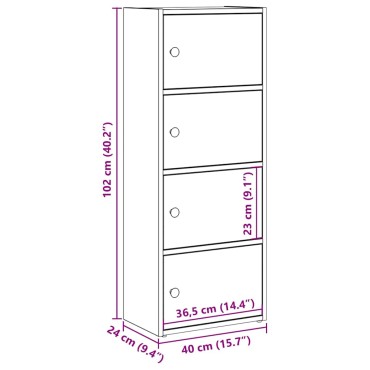 vidaXL Βιβλιοθήκη Μαύρη Δρυς 40x24x102cm Κατασκευασμένο ξύλο 1 τεμ.