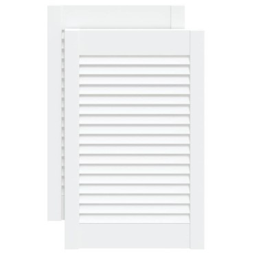 vidaXL Πορτάκια με Περσίδες 2 Τεμ. Λευκά 61,5x39,4εκ Μασίφ Ξύλο Πεύκου