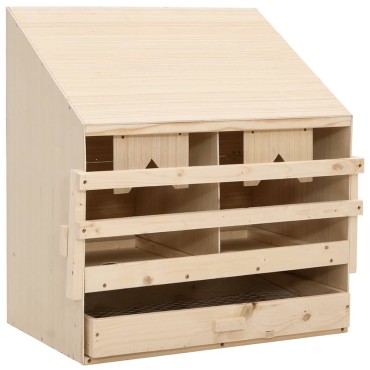 vidaXL Φωλιά για Κότες με 2 Θέσεις 63x40x65 εκ. από Μασίφ Ξύλο Πεύκου