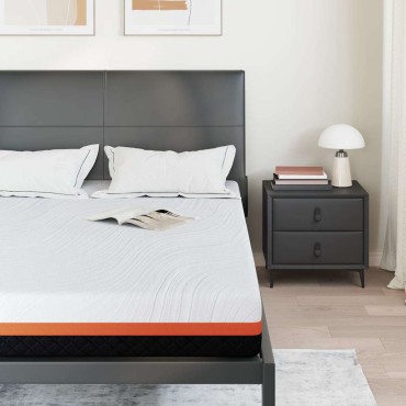 vidaXL Στρώμα Λευκό και Μαύρο 140x190cm Ζακάρ ύφασμα 1 τεμ. - Διπλό