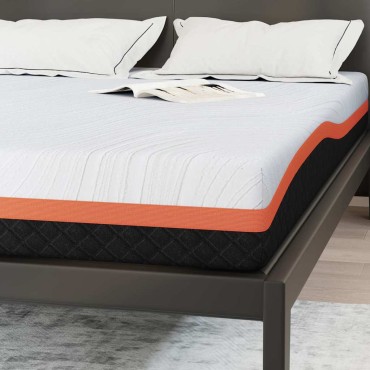 vidaXL Στρώμα Λευκό και Μαύρο 140x190cm Ζακάρ ύφασμα 1 τεμ. - Διπλό
