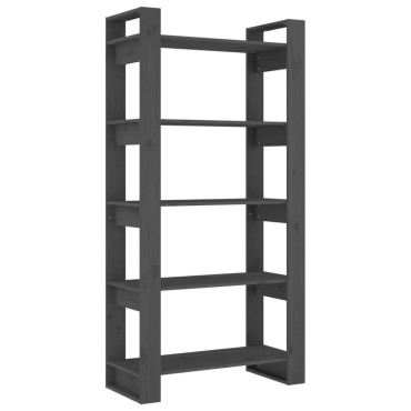vidaXL Βιβλιοθήκη/Διαχωριστικό Χώρου Γκρι 80x35x160cm Μασίφ Ξύλο 1 τεμ.