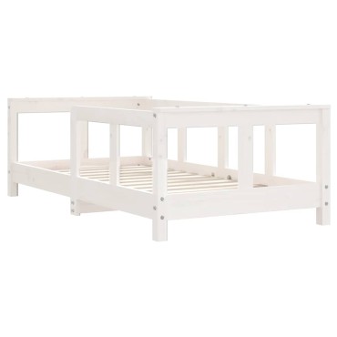 vidaXL Πλαίσιο Παιδικού Κρεβατιού Λευκό 70x140cm Μασίφ Ξύλο Πεύκου 1 τεμ. - Μονό