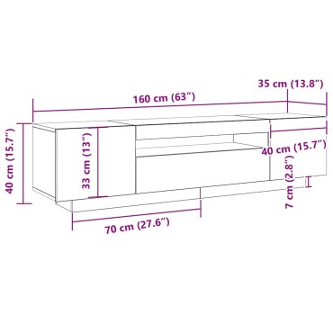 vidaXL Ντουλάπι TV 160x35x40cm Μαύρο Επεξεργασμένο Ξύλο