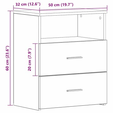 vidaXL Κομοδίνο Μαύρη Οξυά 50x32x60cm Επεξεργασμένο Ξύλο 1 τεμ.