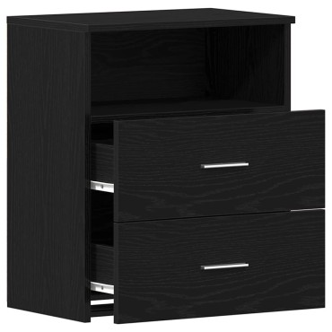 vidaXL Κομοδίνο 2 τεμ. Μαύρη Οξυά 50x32x60cm Επεξεργασμένο Ξύλο