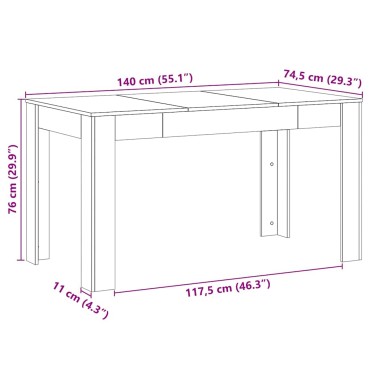 vidaXL Τραπεζαρία Μαύρη Δρυς 140x74,5x76cm Επεξεργασμένο Ξύλο 1 τεμ.