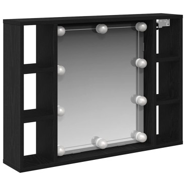 vidaXL Ντουλάπα Καθρέφτη Μαύρη Οξυά 76x15x55cm Επεξεργασμένο Ξύλο 1 τεμ.
