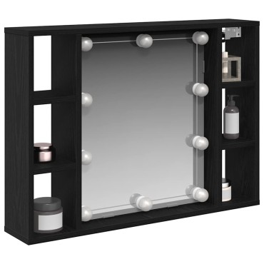 vidaXL Ντουλάπα Καθρέφτη Μαύρη Οξυά 76x15x55cm Επεξεργασμένο Ξύλο 1 τεμ.