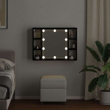 vidaXL Ντουλάπα Καθρέφτη Μαύρη Οξυά 76x15x55cm Επεξεργασμένο Ξύλο 1 τεμ.