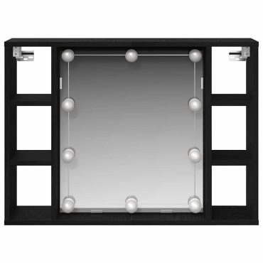 vidaXL Ντουλάπα Καθρέφτη Μαύρη Οξυά 76x15x55cm Επεξεργασμένο Ξύλο 1 τεμ.