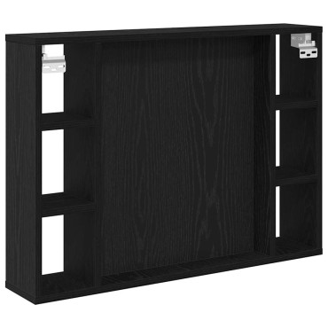 vidaXL Ντουλάπα Καθρέφτη Μαύρη Οξυά 76x15x55cm Επεξεργασμένο Ξύλο 1 τεμ.