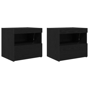 vidaXL Κομοδίνο 2 τεμ. Μαύρη Οξυά 50x40x45cm Επεξεργασμένο Ξύλο