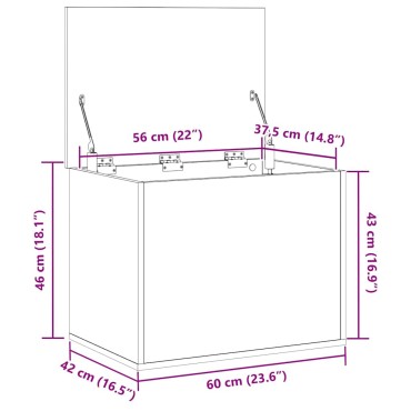 vidaXL Κουτί αποθήκευσης Μαύρη δρυς 60x42x46cm Επεξεργασμένο Ξύλο