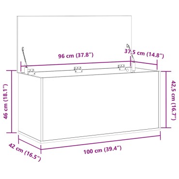vidaXL Κουτί αποθήκευσης Μαύρη δρυς 100x42x46cm