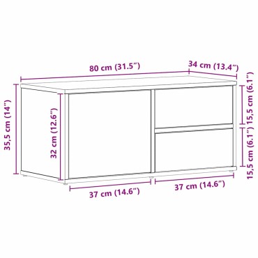 vidaXL Ντουλάπι TV 80x34x36cm Μαύρη Οξυά Επεξεργασμένο Ξύλο