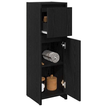 vidaXL Ντουλάπι Μπάνιου Μαύρη Οξυά 30x30x95cm Επεξεργασμένο Ξύλο 1 τεμ.