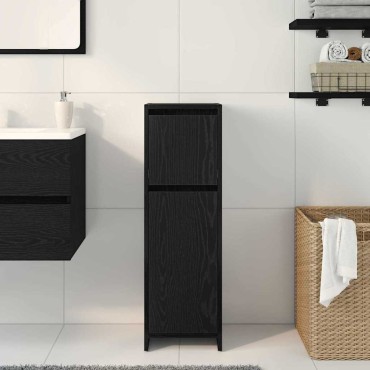 vidaXL Ντουλάπι Μπάνιου Μαύρη Οξυά 30x30x95cm Επεξεργασμένο Ξύλο 1 τεμ.