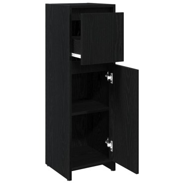 vidaXL Ντουλάπι Μπάνιου Μαύρη Οξυά 30x30x95cm Επεξεργασμένο Ξύλο 1 τεμ.