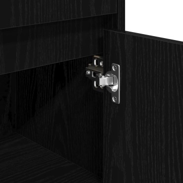 vidaXL Ντουλάπι Μπάνιου Μαύρη Οξυά 30x30x95cm Επεξεργασμένο Ξύλο 1 τεμ.