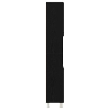 vidaXL Ντουλάπι Μπάνιου Μαύρη Οξυά 30x30x179cm Επεξεργασμένο Ξύλο 1 τεμ.
