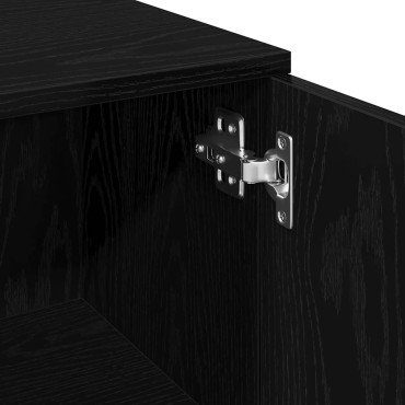 vidaXL Ντουλάπι Μπάνιου Μαύρη Οξυά 30x30x179cm Επεξεργασμένο Ξύλο 1 τεμ.