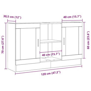 vidaXL Πλαϊνό γραφείο Μαύρη Οξυά 120x30,5x70cm Επεξεργασμένο Ξύλο 1 τεμ.