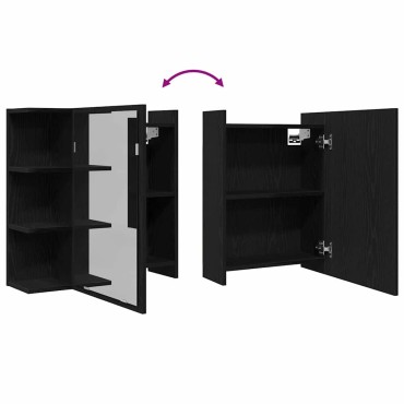 vidaXL Καθρέφτης Ντουλάπα Μπάνιου Μαύρη Οξυά 62,5x20,5x64cm 1 τεμ.