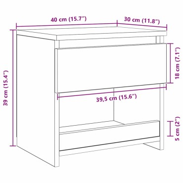 vidaXL Κομοδίνο Μαύρη Οξυά 40x30x39cm Επεξεργασμένο Ξύλο 1 τεμ.