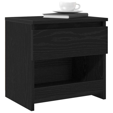 vidaXL Κομοδίνο Μαύρη Οξυά 40x30x39cm Επεξεργασμένο Ξύλο 1 τεμ.