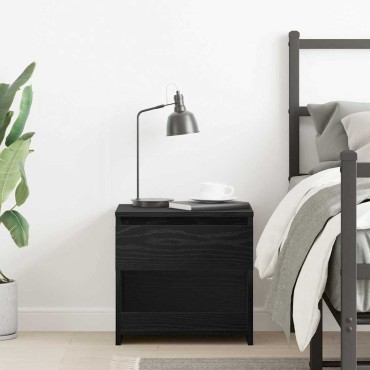 vidaXL Κομοδίνο Μαύρη Οξυά 40x30x39cm Επεξεργασμένο Ξύλο 1 τεμ.