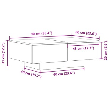 vidaXL Τραπεζάκι σαλονιού Μαύρη Οξυά 90x60x31cm 1 τεμ.