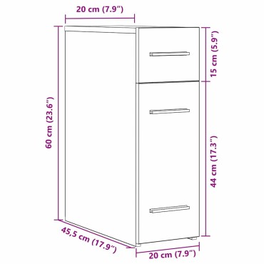 vidaXL Φαρμακευτική Ντουλάπα Μαύρη Οξυά 20x45,5x60cm