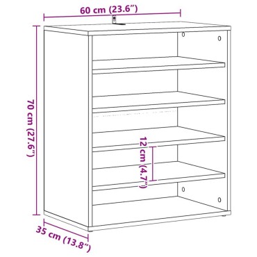 vidaXL Ντουλάπα Παπουτσιών 60x35x70cm Επεξεργασμένο Ξύλο