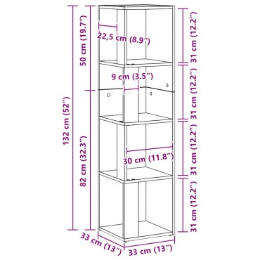vidaXL Γωνιακά ράφια 33x33x132cm Επεξεργασμένο Ξύλο Μαύρη Δρυς