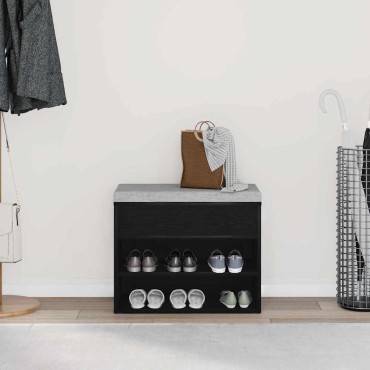 vidaXL Πάγκος για παπούτσια με ράφι Μαύρη Οξυά 60x30x45cm