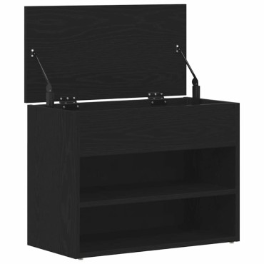 vidaXL Πάγκος για παπούτσια με ράφι Μαύρη Οξυά 60x30x45cm