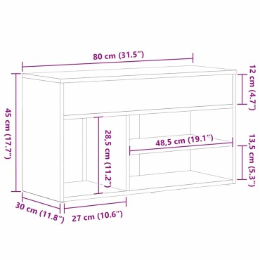 vidaXL Πάγκος για παπούτσια 80x30x45cm Επεξεργασμένο Ξύλο