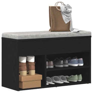 vidaXL Πάγκος για παπούτσια με ράφι Μαύρη Οξυά 80x30x45cm