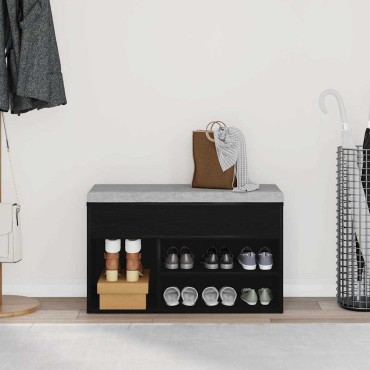 vidaXL Πάγκος για παπούτσια με ράφι Μαύρη Οξυά 80x30x45cm