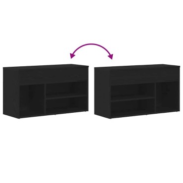 vidaXL Πάγκος για παπούτσια με ράφι Μαύρη Οξυά 80x30x45cm