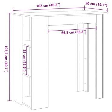 vidaXL Τραπέζι μπαρ 102x50x103,5cm Επεξεργασμένο Ξύλο Μαύρη Οξυά 1 τεμ.