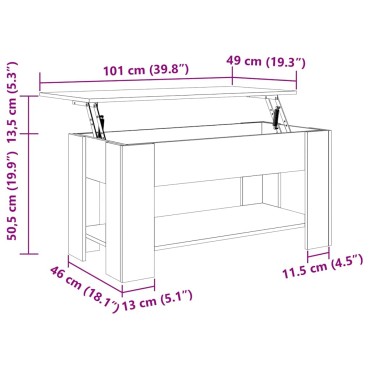 vidaXL Τραπεζάκι σαλονιού Μαύρη Οξυά 101x49x52cm 1 τεμ.