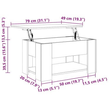 vidaXL Τραπεζάκι σαλονιού Μαύρη Οξυά 79x49x41cm 1 τεμ.