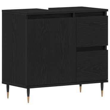 vidaXL Ντουλάπι Μπάνιου Μαύρη Οξυά 65x33x60cm Επεξεργασμένο Ξύλο 1 τεμ.