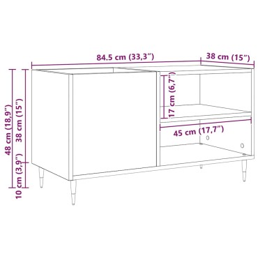 vidaXL Ντουλάπι δίσκων βινυλίου Μαύρη Οξυά 85x38x48 εκ 1 τεμ.