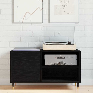 vidaXL Ντουλάπι δίσκων βινυλίου Μαύρη Οξυά 85x38x48 εκ 1 τεμ.
