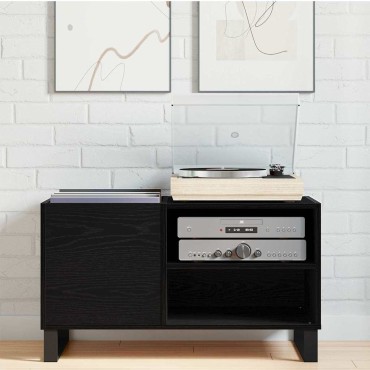 vidaXL Ντουλάπι δίσκων βινυλίου Μαύρη Οξυά 85x38x48 εκ 1 τεμ.