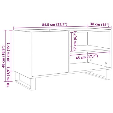 vidaXL Ντουλάπι δίσκων βινυλίου Μαύρη Οξυά 85x38x48 εκ 1 τεμ.